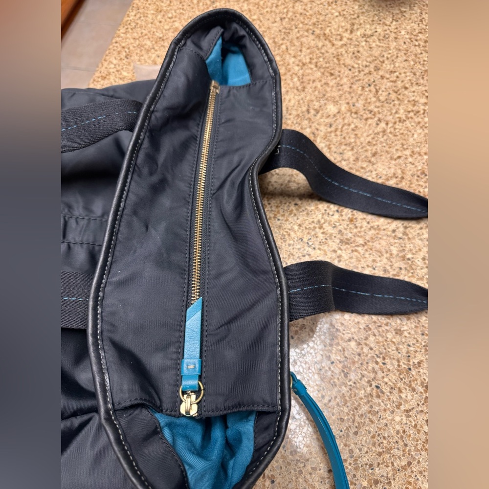 Coach Black Hampton Nylon Tote with Teal Accents - Picture 15 of 16